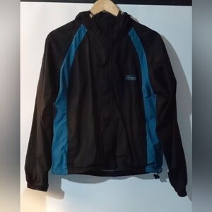 Coleman Men’s Lightweight Hooded Windbreaker Jacket - Black/Blue Colorblock Med